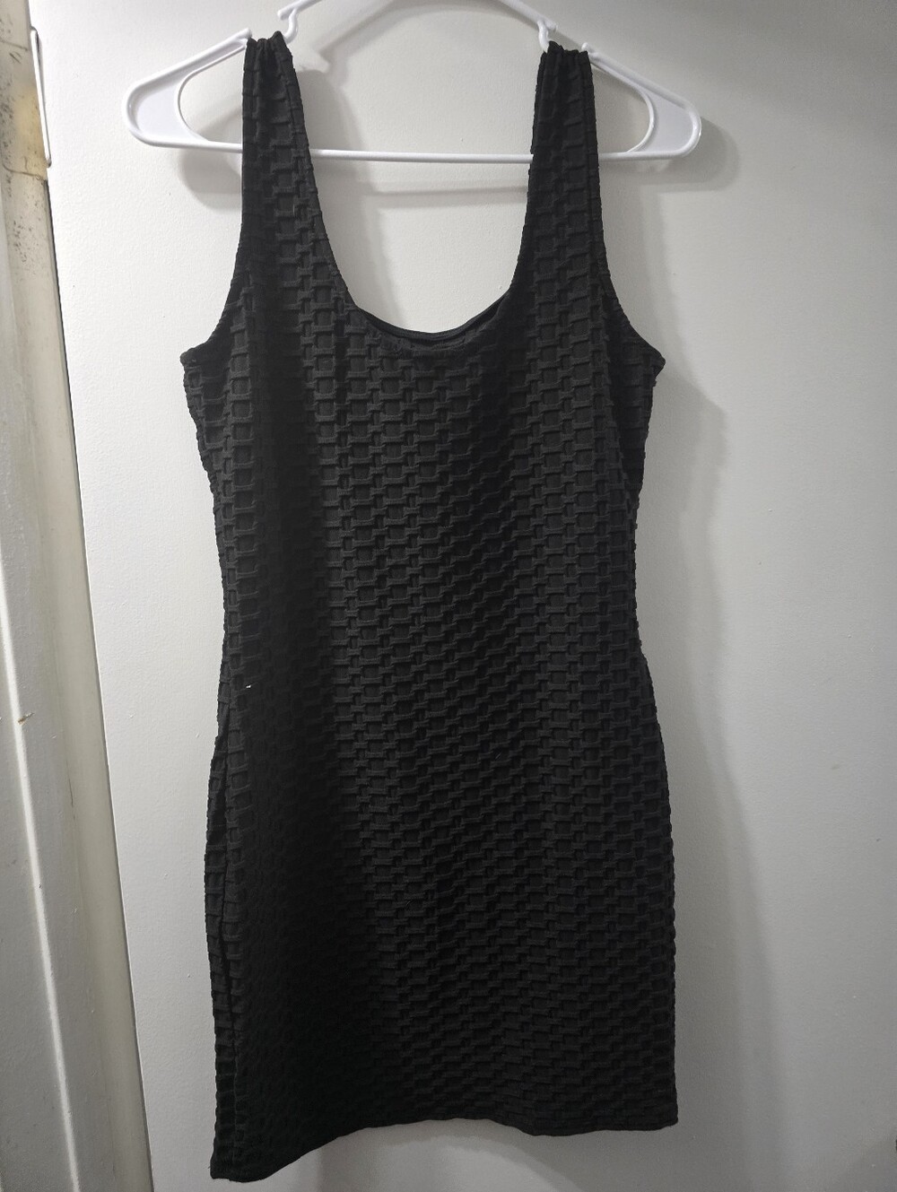 Timing Black Textured Tank Mini Dress